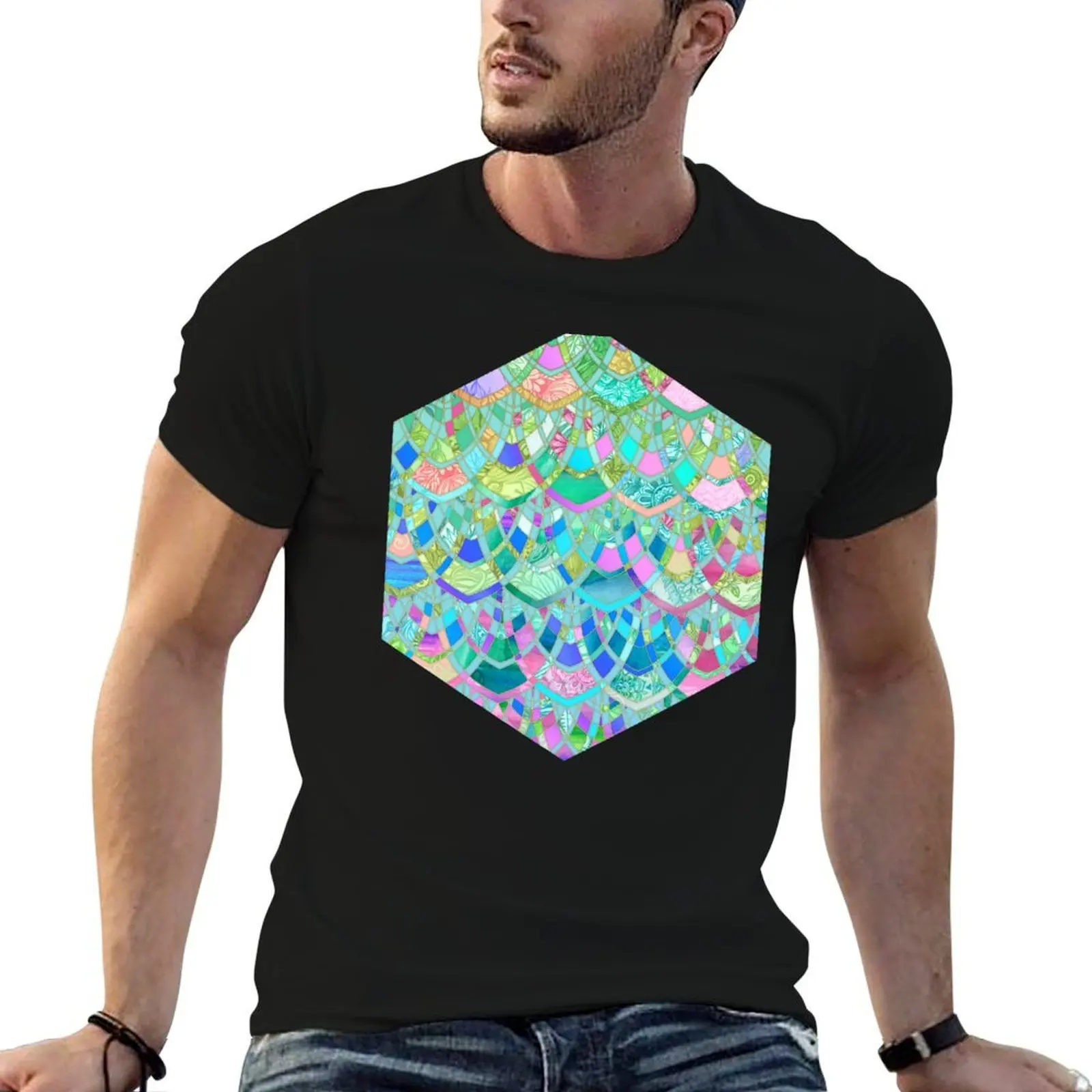 

Art Deco Watercolor Patchwork Pattern 1 T-Shirt cotton t shirt man man t shirt cotton T-Shirt