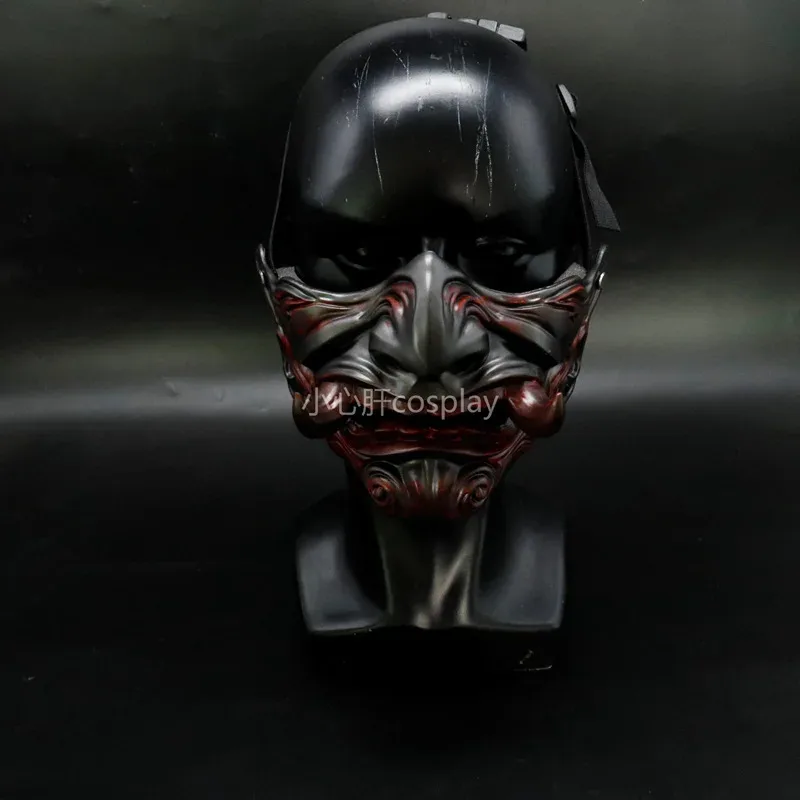 Cy Demon Fangya Prajna Cosplay Mask, Halloween Devil Oni Samurai Ghost Horror Mask, Hard Resin Face Masks, Unisex Adult Party Pr