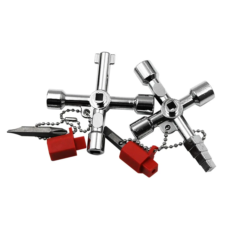 Multifunction Cross Switch Square Key Wrench Alloy Universal Triangle for Elevator Electrical Cupboard Box Train Cabinet