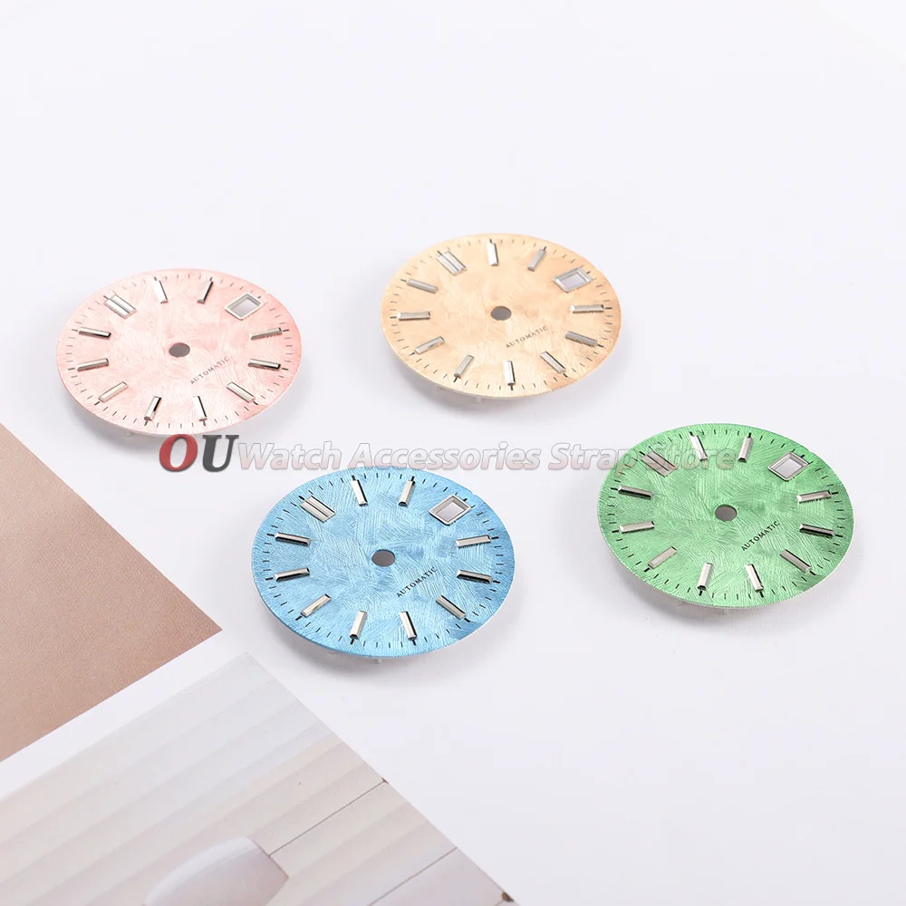 28.5mm White Birch Tree Pattern Automatic Dial for NH35 Watch Dial Face Silver Scale Green Black Khaki Dial fit NH35 Watch Mod