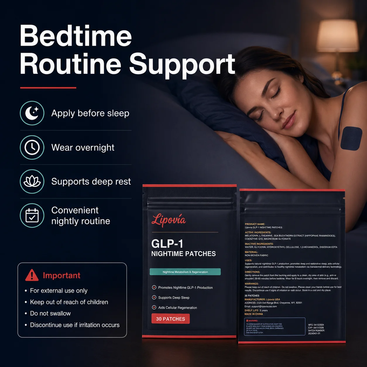 Nightime Transdermal Patches Support Night Metabolism Deep Sleep Cellular Regeneration Overnight Wellness Body Care Stickers