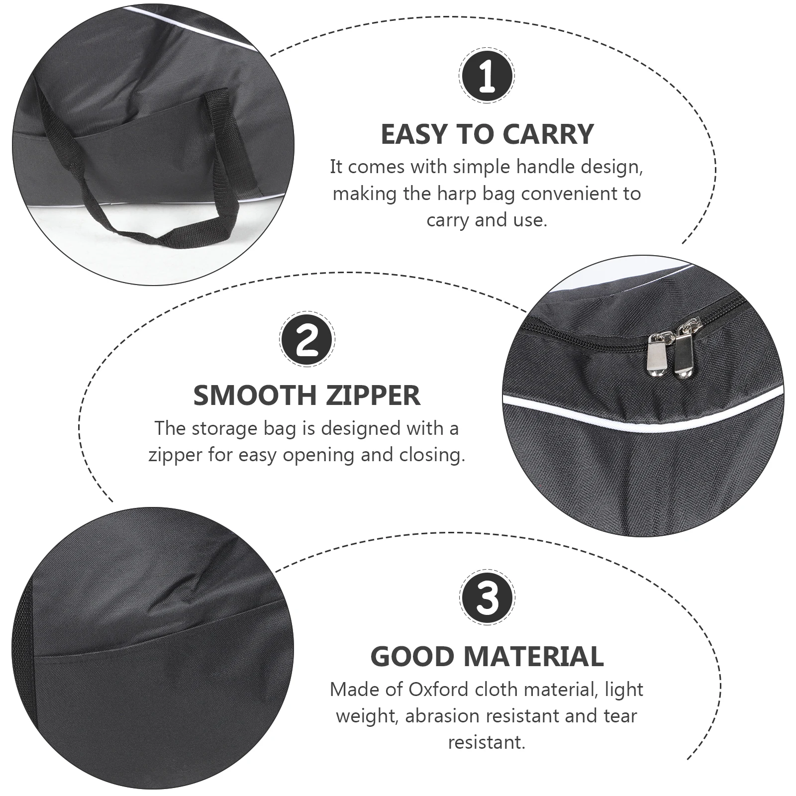 

Oxford Cloth Harp Storage Lightweight Music Instrument Case Handle Simple Design for Lyre Harp Carrying Case Storage