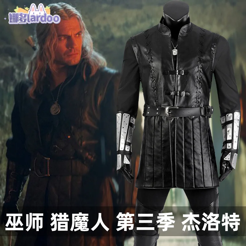 Lardoo Witch Geralt of Rivia Cosplay Costume for Adult Male Men Fantasia Outfit Halloween Carnival Party Role Playing Suit