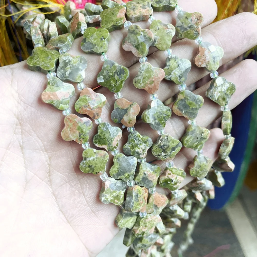 

12 мм четыре листа клевера натуральный камень тигровый глаз аметист агат граненые бусины-разделители для изготовления ювелирных изделий DIY аксессуары для браслетов