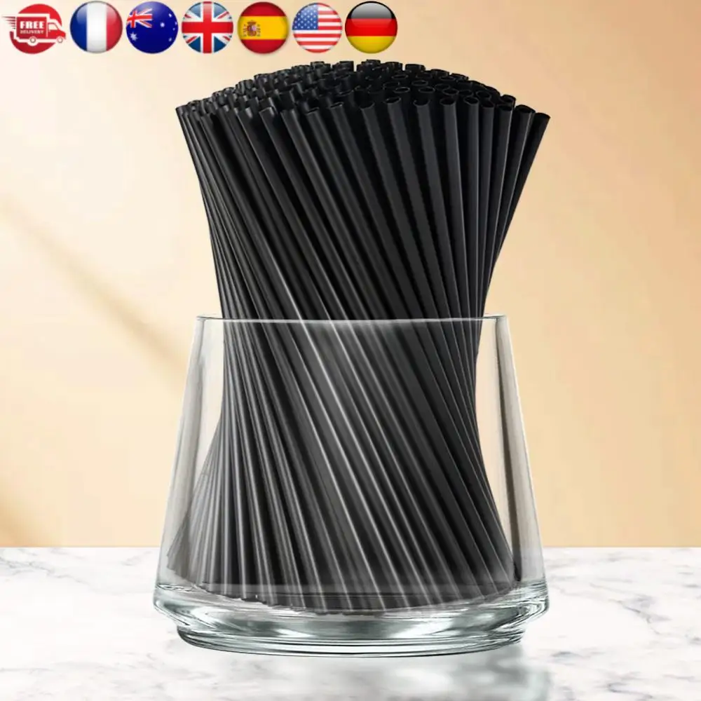 

100Pcs Cocktail Straw with Straw Brush Flexible Plastic Straw Reusable Milkshake Straws Wedding Party Supplies Straw