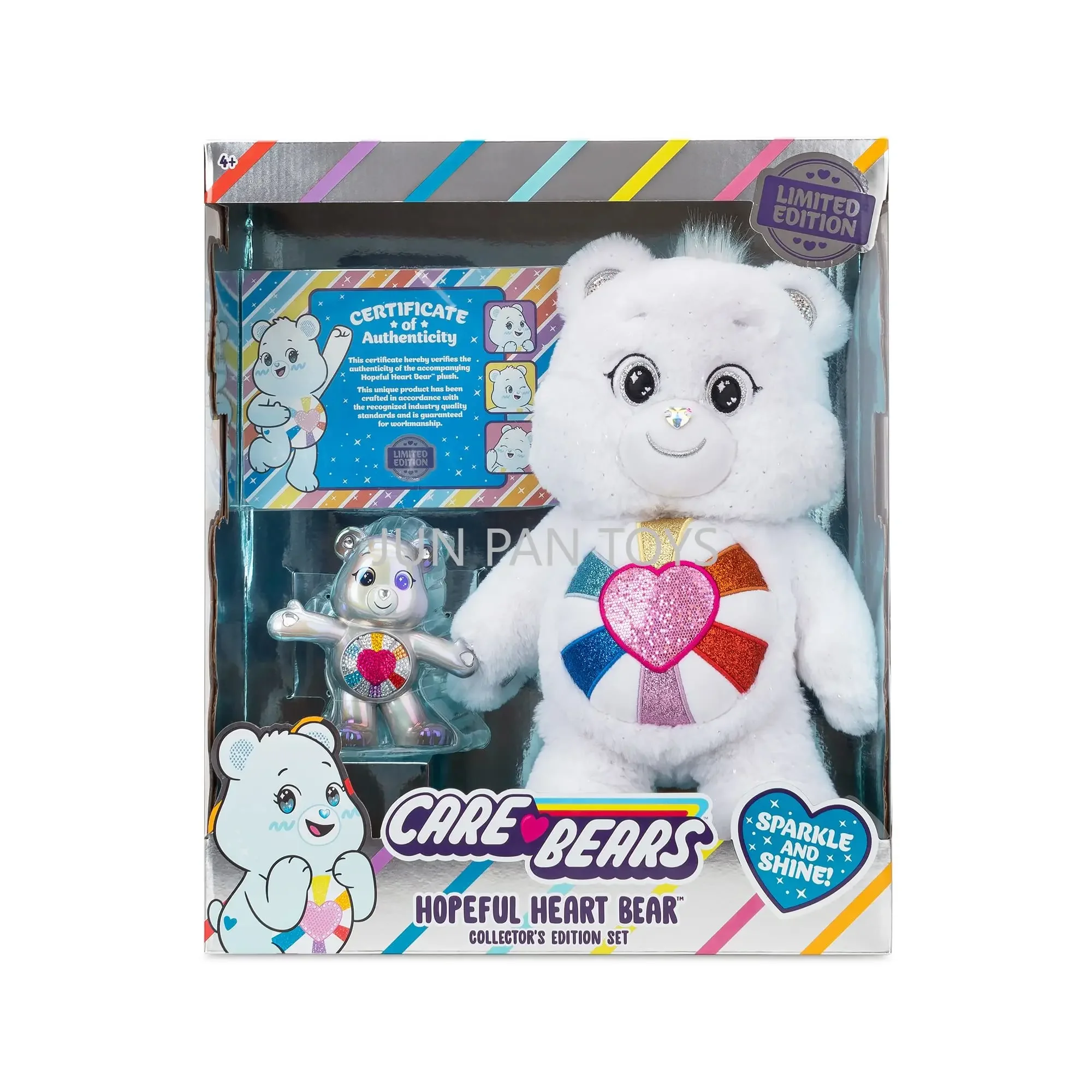 Care Bears Hopeful Heart Bear Collectible Edition Set Sparkle and Shine Cute Soft Plush Toys Girl Boy Christmas Gift Figure Doll