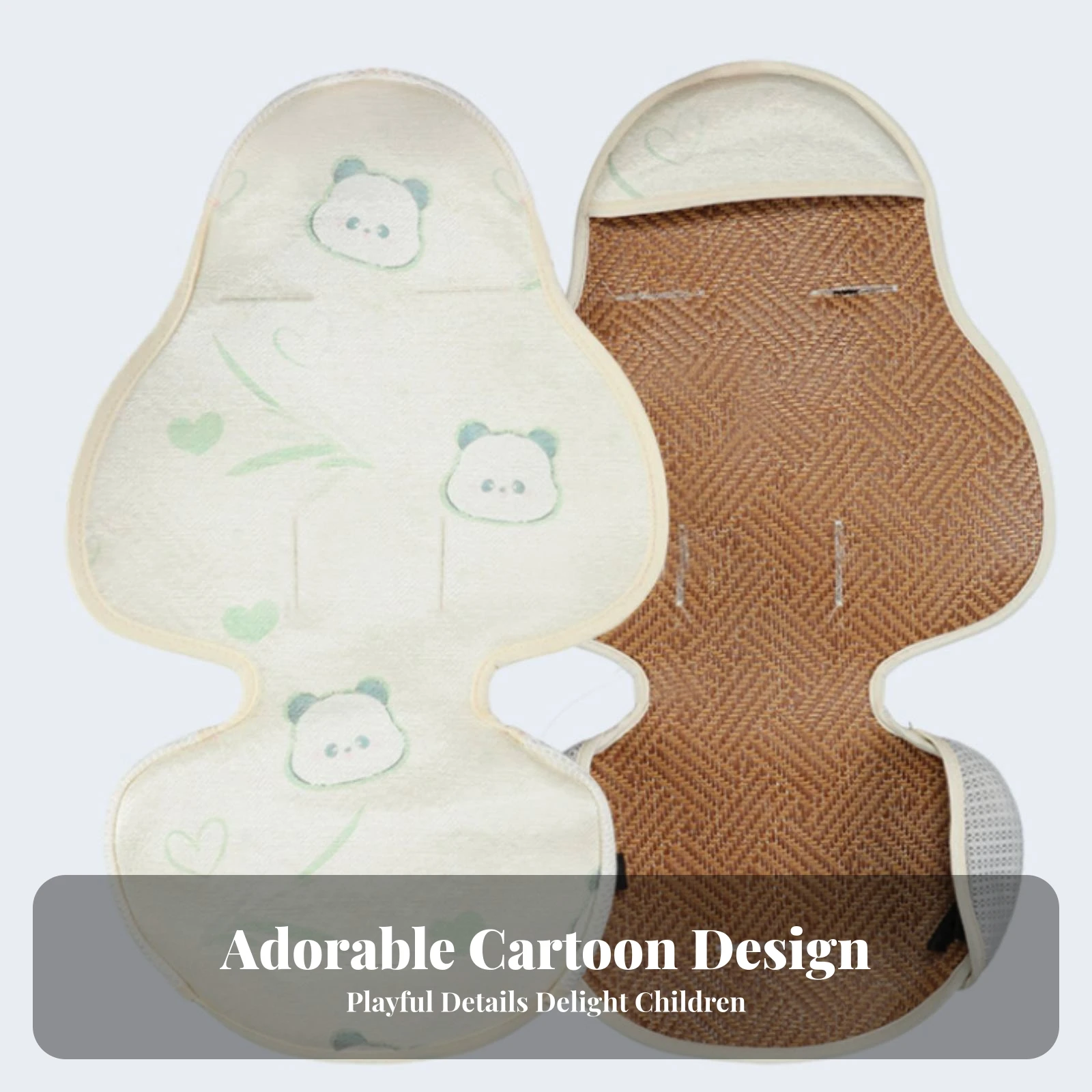 Reversible Stroller Cushion Rattan-Style Mat Stroller Liner Pad Reversible Baby Seat Liner Contoured Car Seat Cushion Non