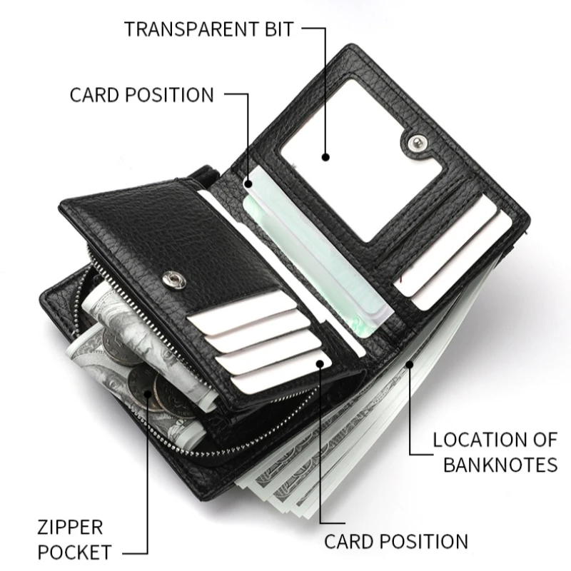 Nuovo portafoglio multifunzionale da uomo 1pc, borsa per carte di credito di grande capacità, borsa in PU con tracolla a catena