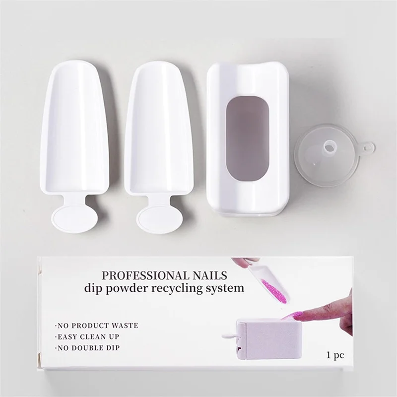 Dip Powder Recycling Tray Nail Glitter Powder Recycling Box Double Layer Magic Mirror Powder Storage Case Manicure Accessories