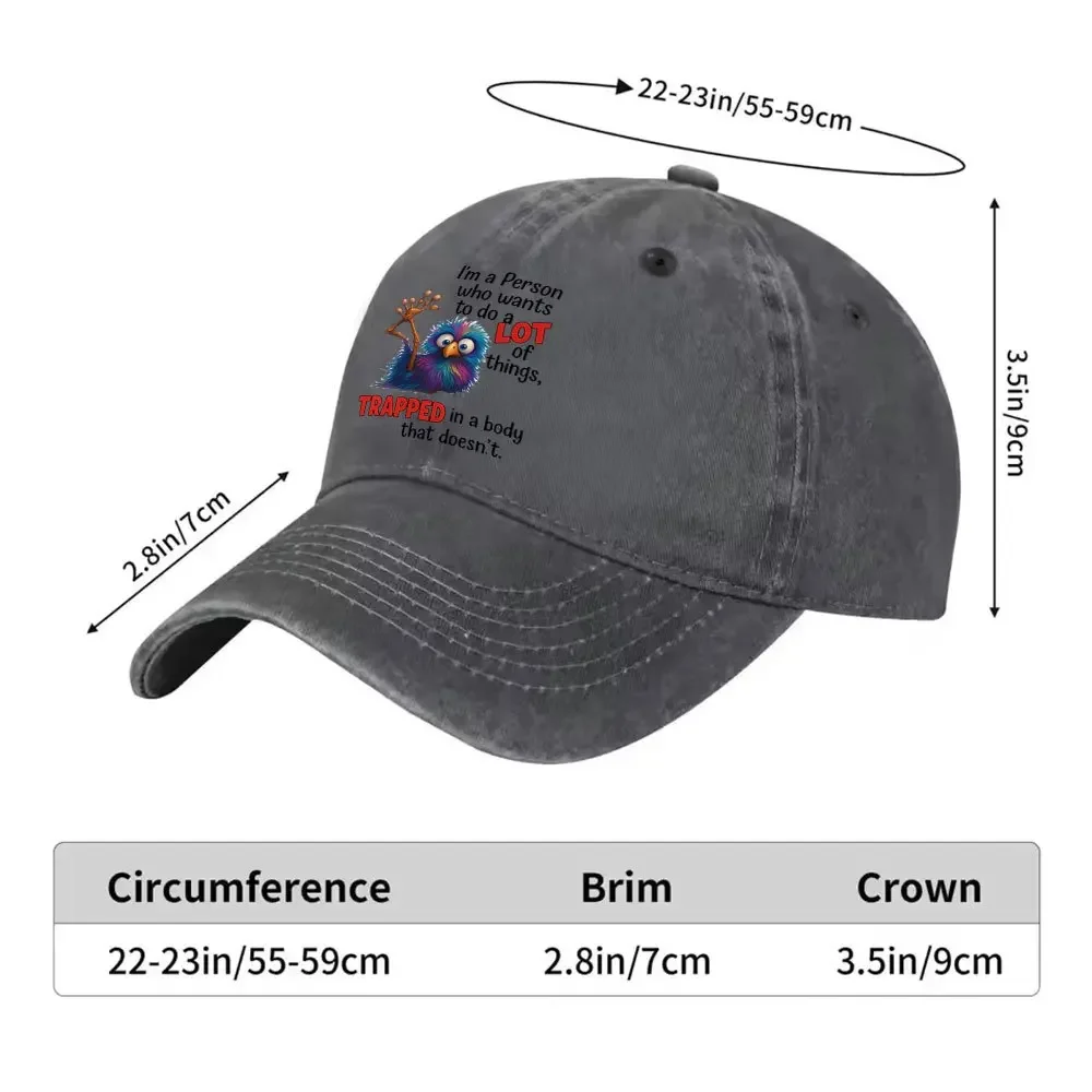 1pc Unisex Duckbill Baseball Cap with Monster Print & Quotes - Washed Cap Suitable for Outdoor Sports, Machine Washable, Lightwe