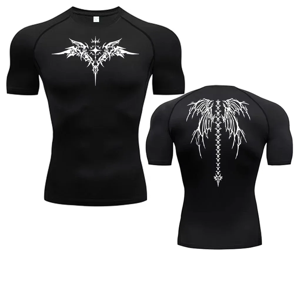 Anime Print Kompression Shirt Herren Lauf T-Shirt Schnell Trocknend Fitness Sportswear Gym Sport Kurzarm Atmungsaktive Tops