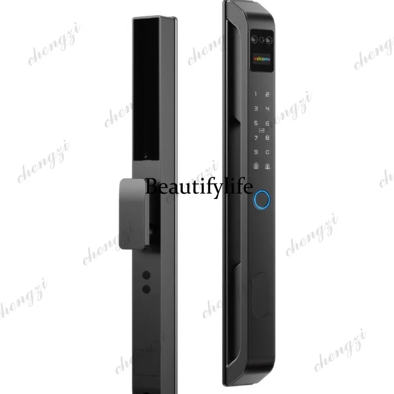 Waterproof smart lock Broken bridge aluminum translation door Fingerprint lock Narrow side outdoor door password Electronic lock