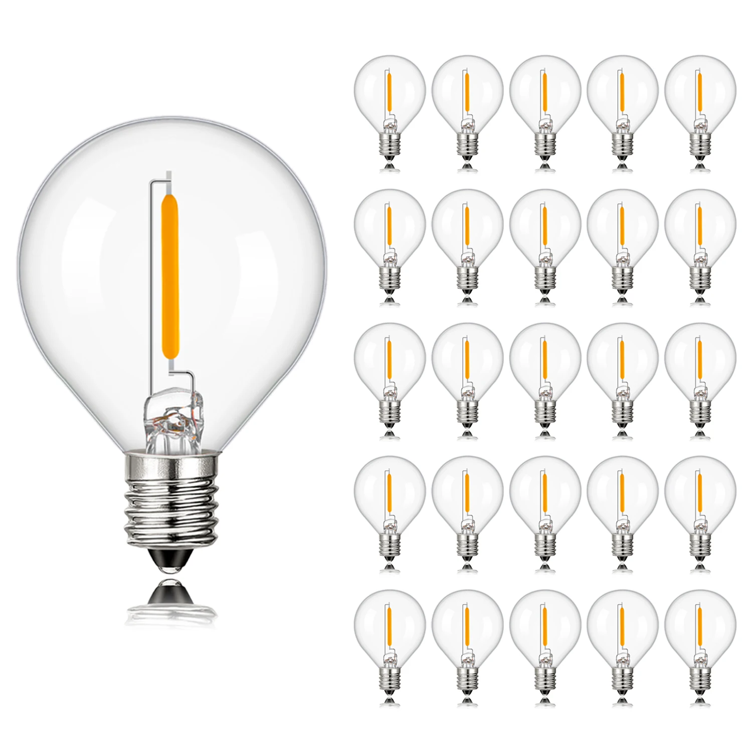 グレンスク G40 LED交換用電球 E12口金 調光可能 グローブ型電球 110V 1W (7W相当) 屋外ストリングライト用