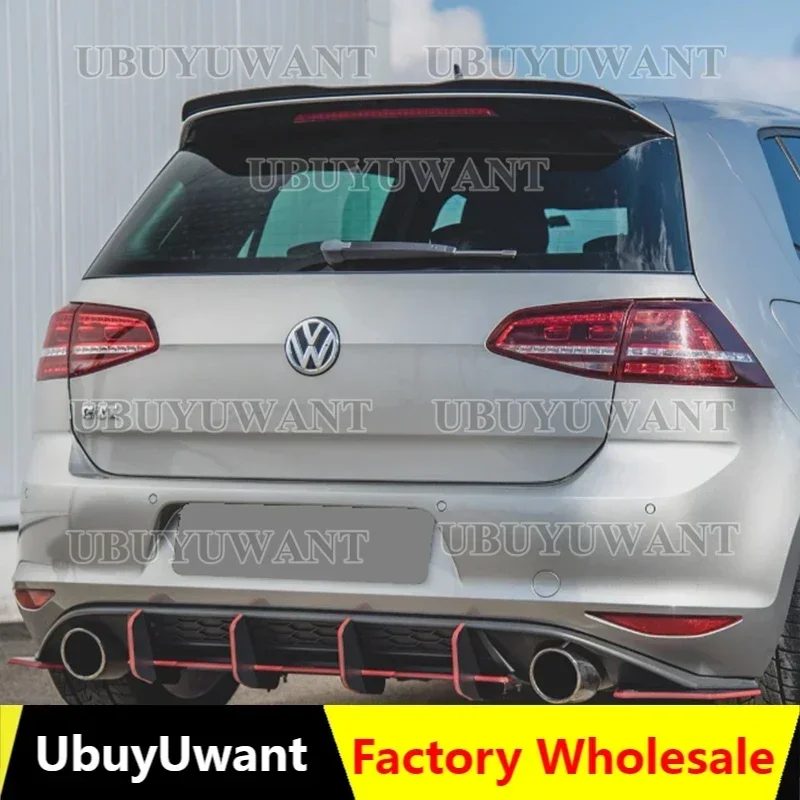 Car Rear Diffuser Lip & Rear Side Splitters Balck For VW For GOLF 7.5 MK7.5 R GTI 2014-2019 ABS Car Rear Bumper Lip Diffuser