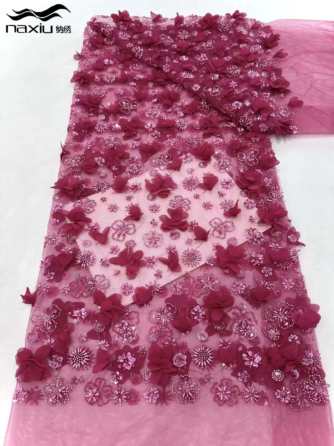 

Мадисон новейшие нигерийские кружевные ткани модные женские африканские тюлевые кружевные роскошные ткани ручной работы с блестками из бисера для свадьбы 5 ярдов