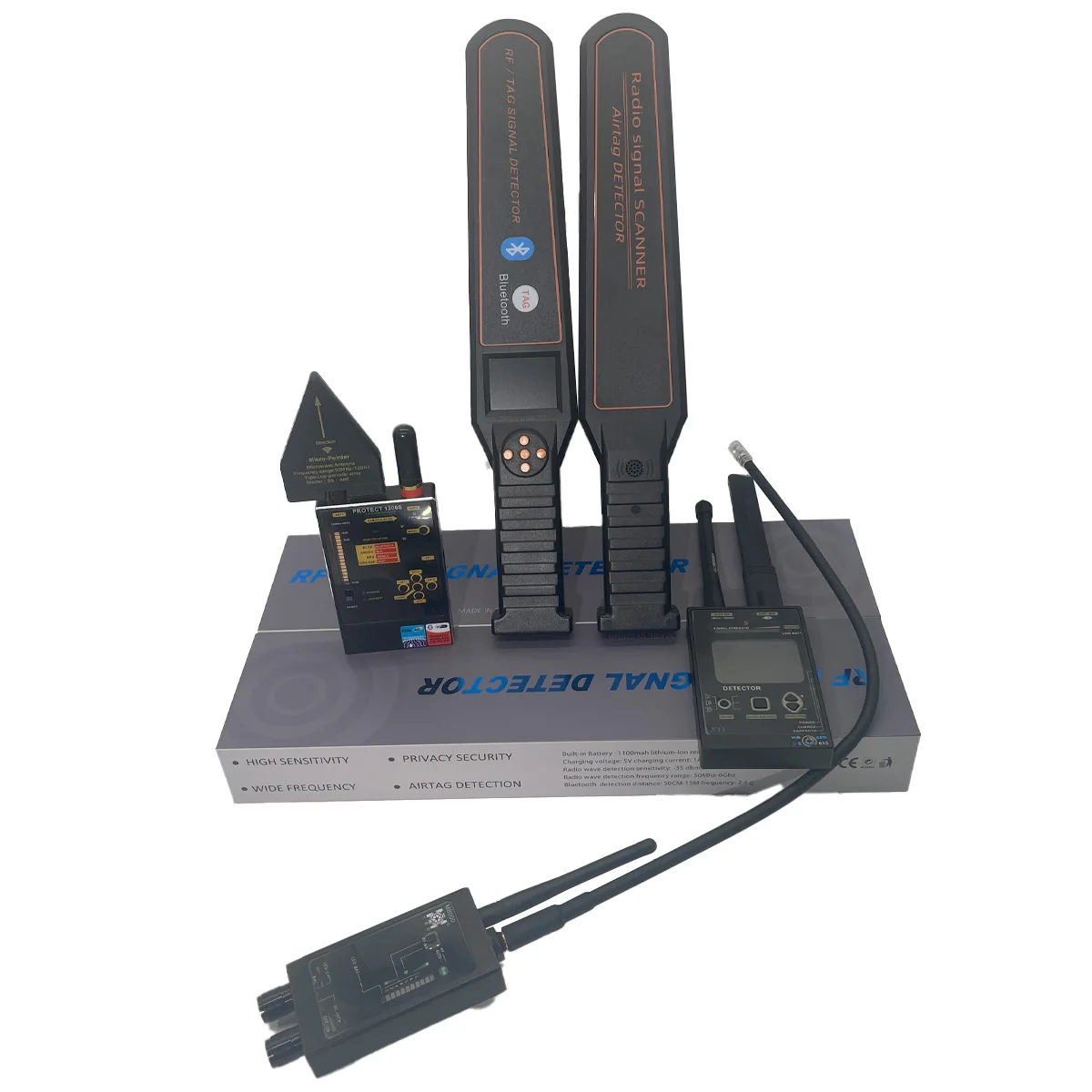 

Anti-Spy Detector, Identify Bluetooth TAGs & RF Signals, Record/Playback Modes for GPS Tracker and Wireless Bug Sweeping