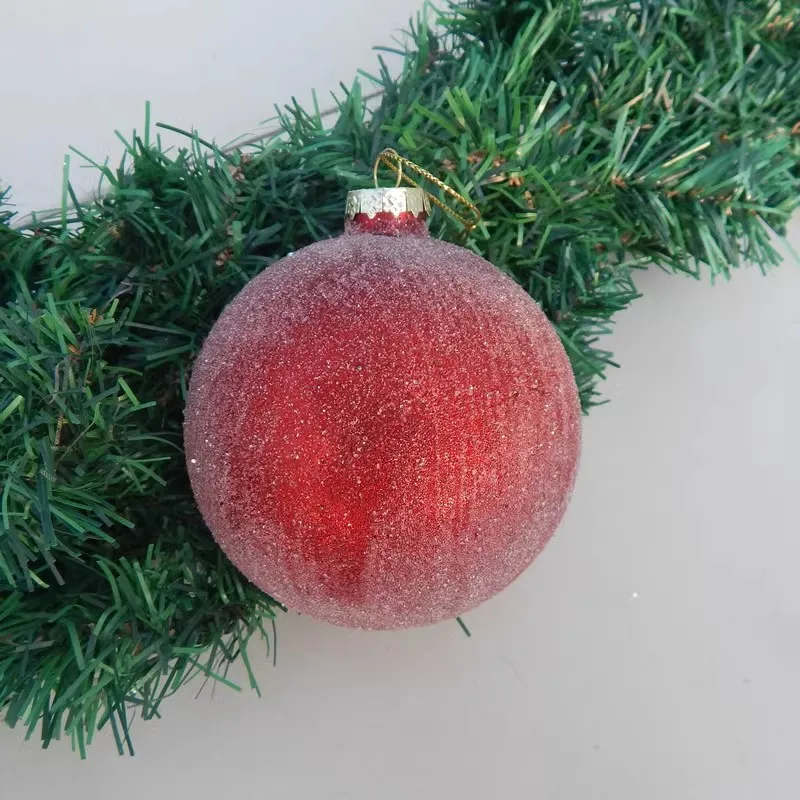 

12pcs/pack Diameter=8cm Red Series Glass Ball Pendant Home Decoration Christmas Day Tree Hanging Ornament Globe Festival Gift