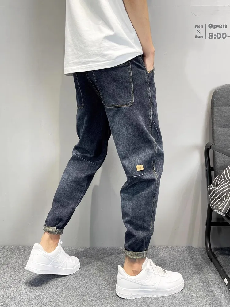 

Свободные мужские джинсы с американской талией в стиле ретро, летние модные брюки с конусом и капустой, свободные брюки большого размера, повседневные хлопковые брюки...
