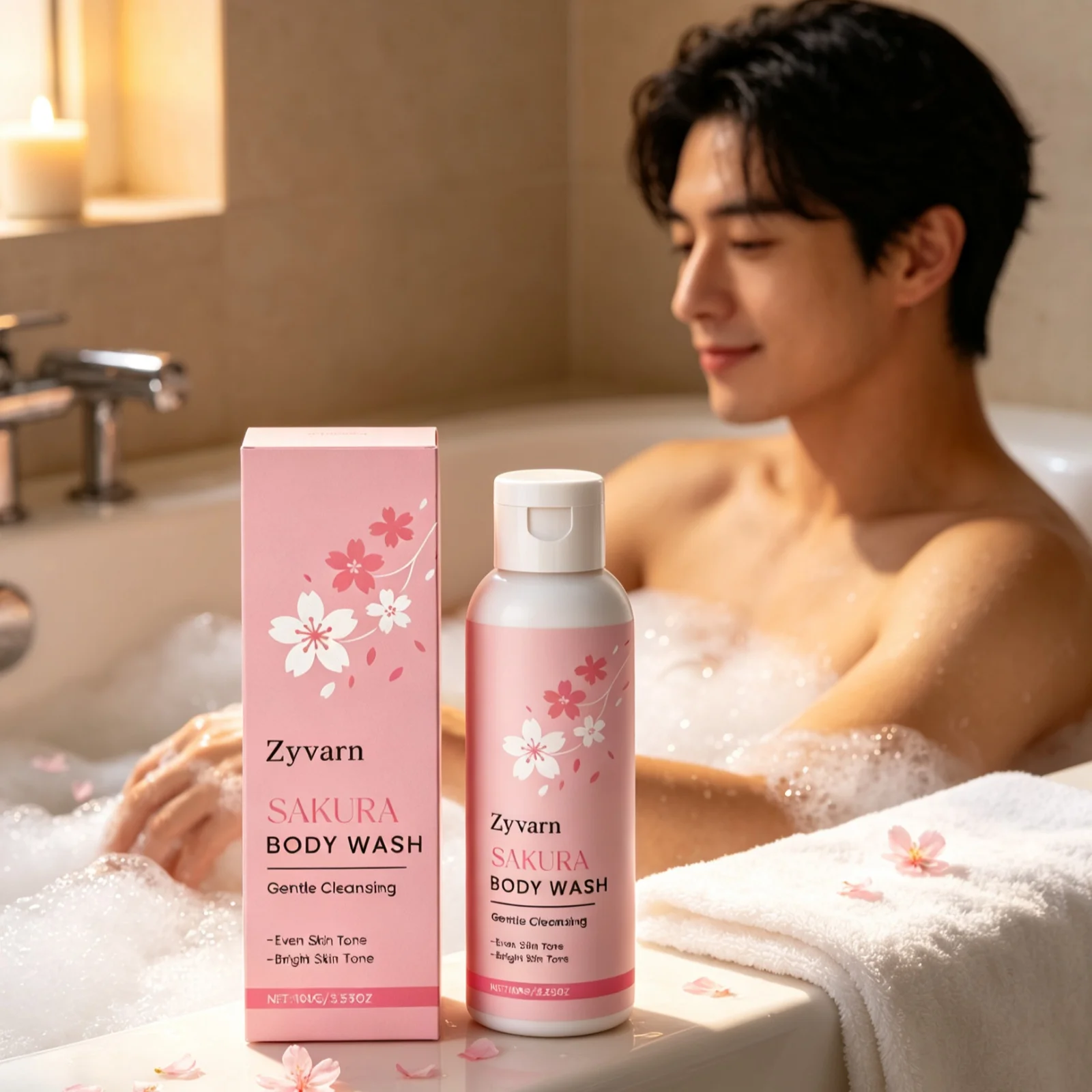 Zyvarn Sakura Body Wash Repair Skin Barrier Restore Softness No Tightness Wash Away Dirt Long Lasting Aroma Gentle Shower Gel