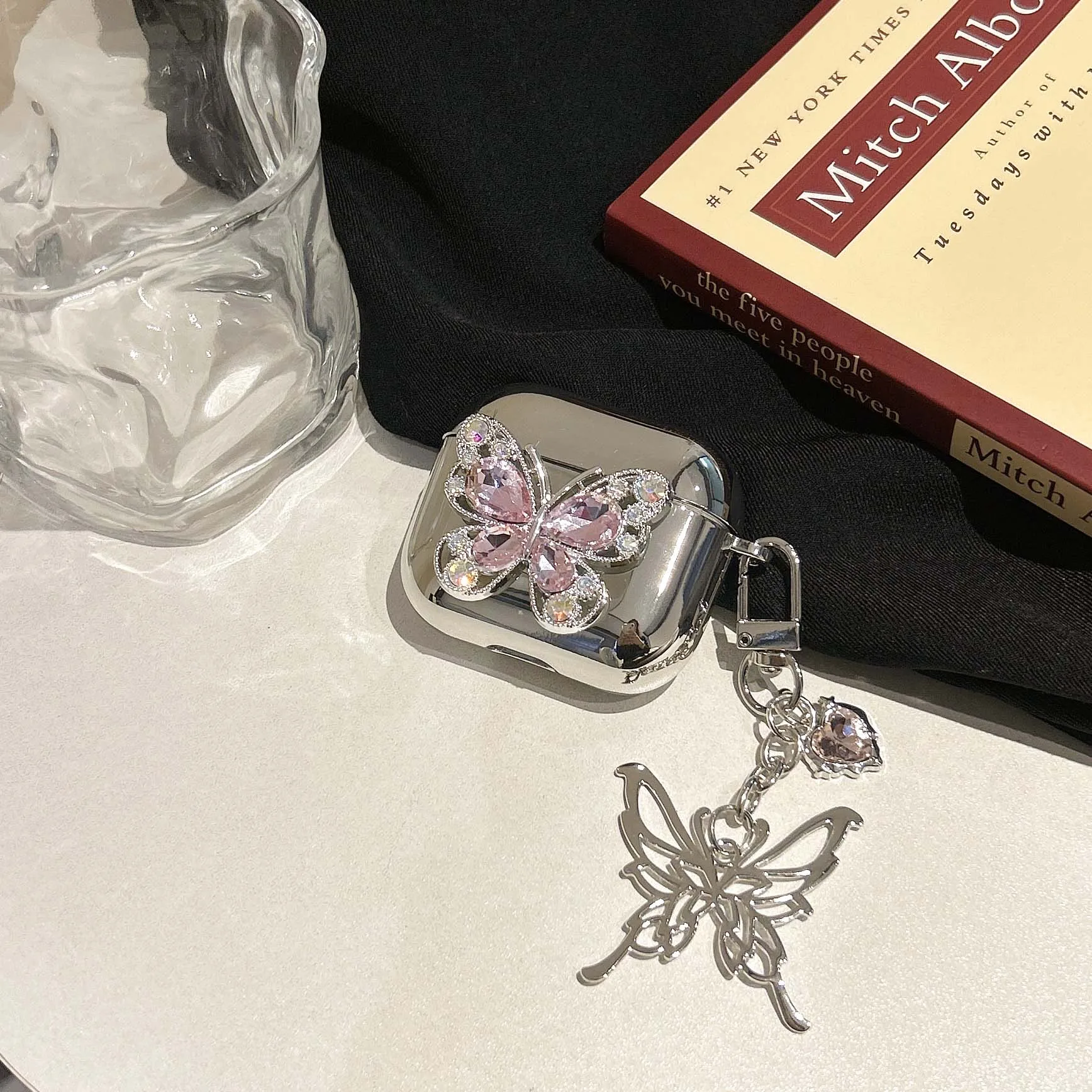 كريستال فراشة ثلاثية الأبعاد قلادة سماعة لاسلكية تعمل بالبلوتوث صندوق شحن لابل airpods 3 برو 2nd 2 14 سماعة حقيبة سماعة الاذن غطاء #5