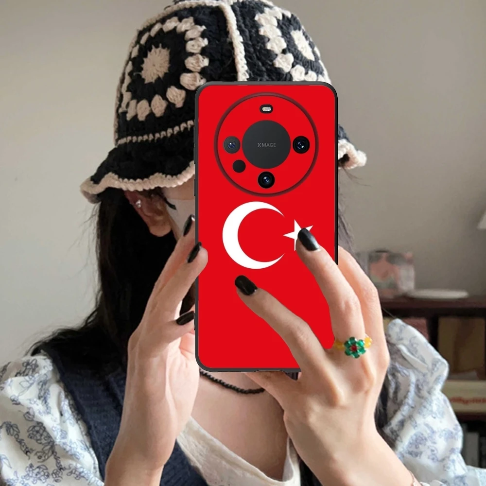 Turkey Flag Painting Mobile Cell Phone Case for Huawei Mate 60 50 40 30 20 10 Pro Plus Lite E 5G Black Soft Phone Cover Shell