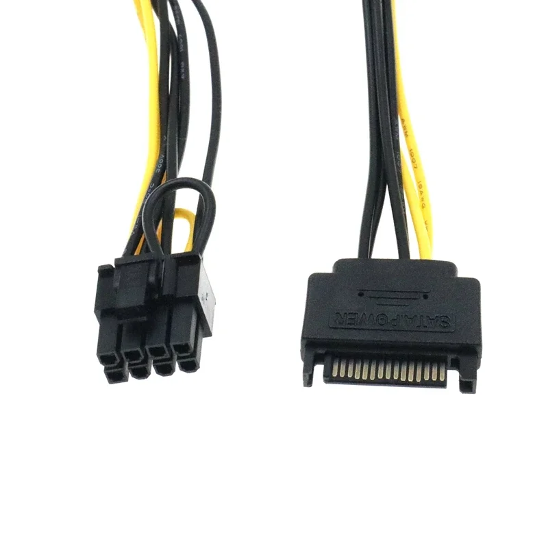 0.2m 15pin SATA male to 8pin(6+2) PCI-E Power Supply Cable 20cm SATA Cable 15-pin to 8 pin cable 18AWG Wire for Video Card