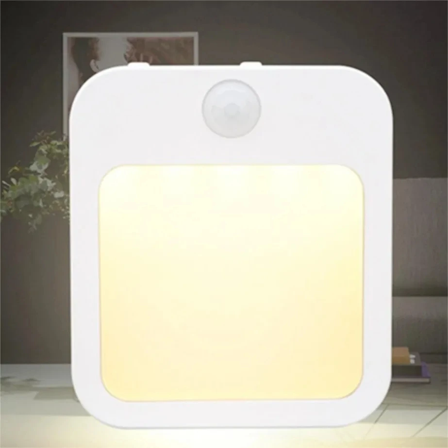 Motion Sensor Night Light com LED, EU Plug Lamps, luz noturna sem fio para crianças, mesa de cabeceira, quarto