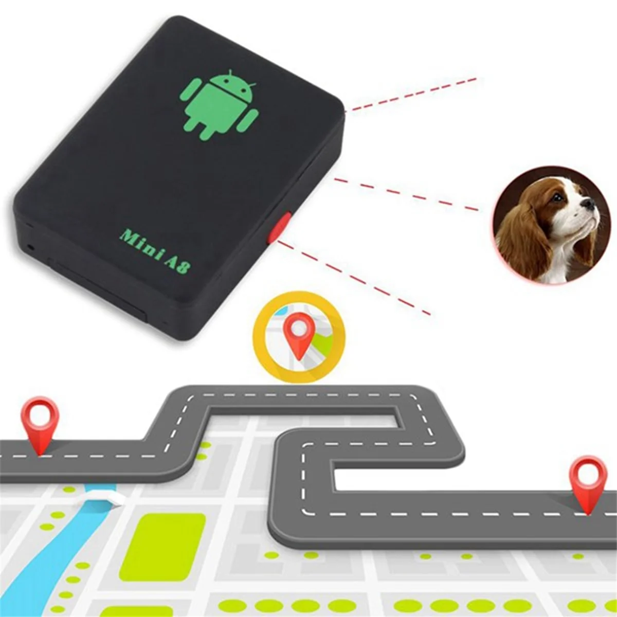 2 PCS with Sos Button Tracker Smart Mini A8 Gsm/Gprs/Lbs Tracker Locator Adapter Pet Tracking Real Time Mini A8 Locator