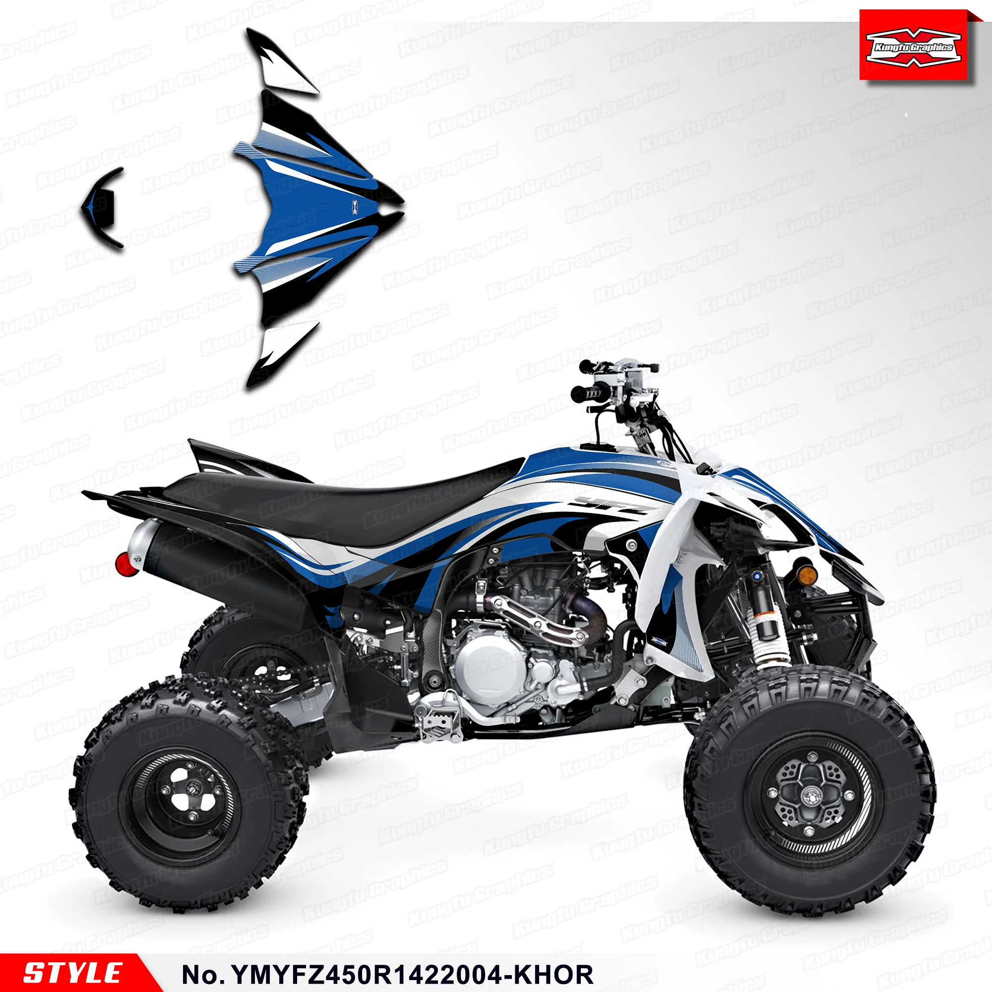 KUNGFU GRAPHICS Sticker Complete Vinyl Wrap for YAMAH YFZ450R YFZ 450R 14 15 16 17 18 19 20 21 22 23 24 25,YMYFZ450R1422004-KHOR