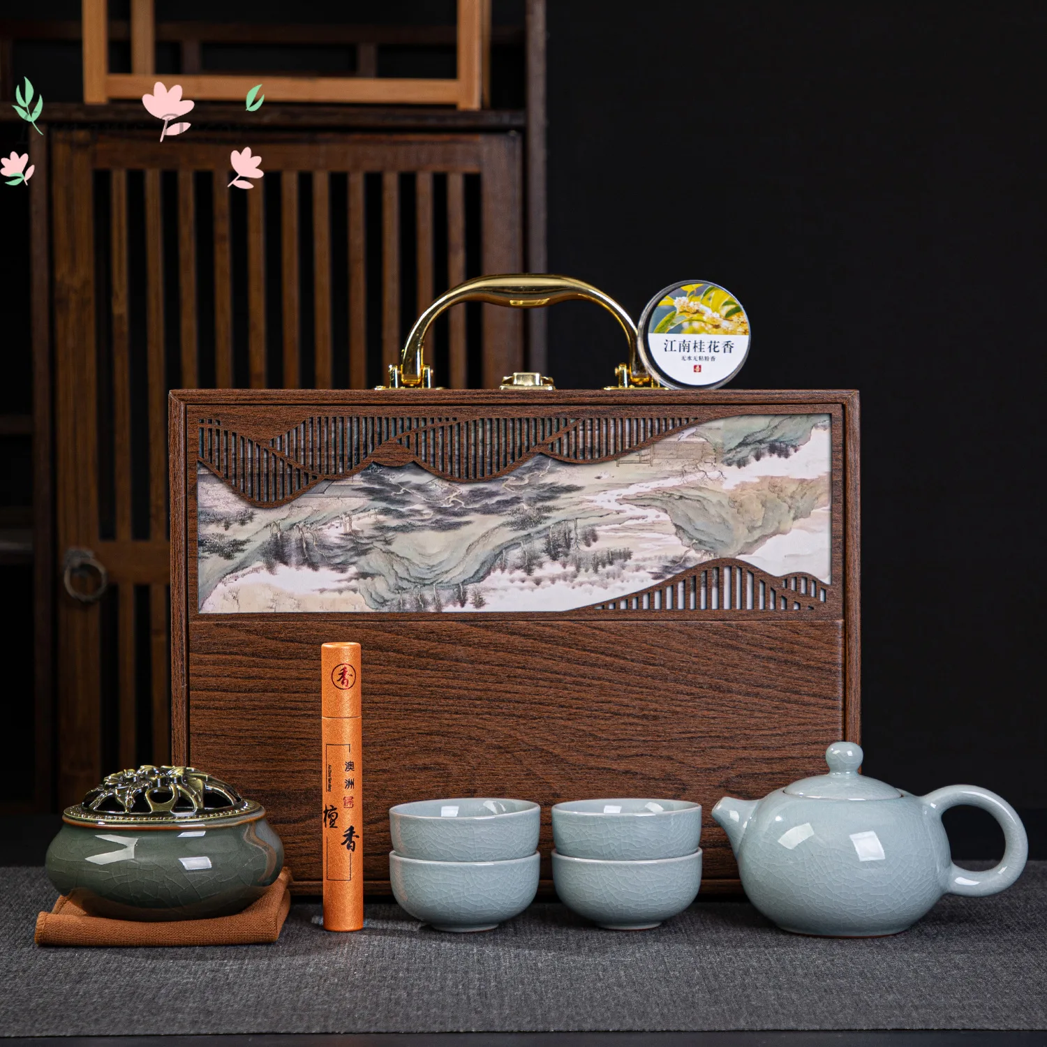 Tea set, four seasons tea cup gifts, business practical souvenirs, gifts for elders and customers