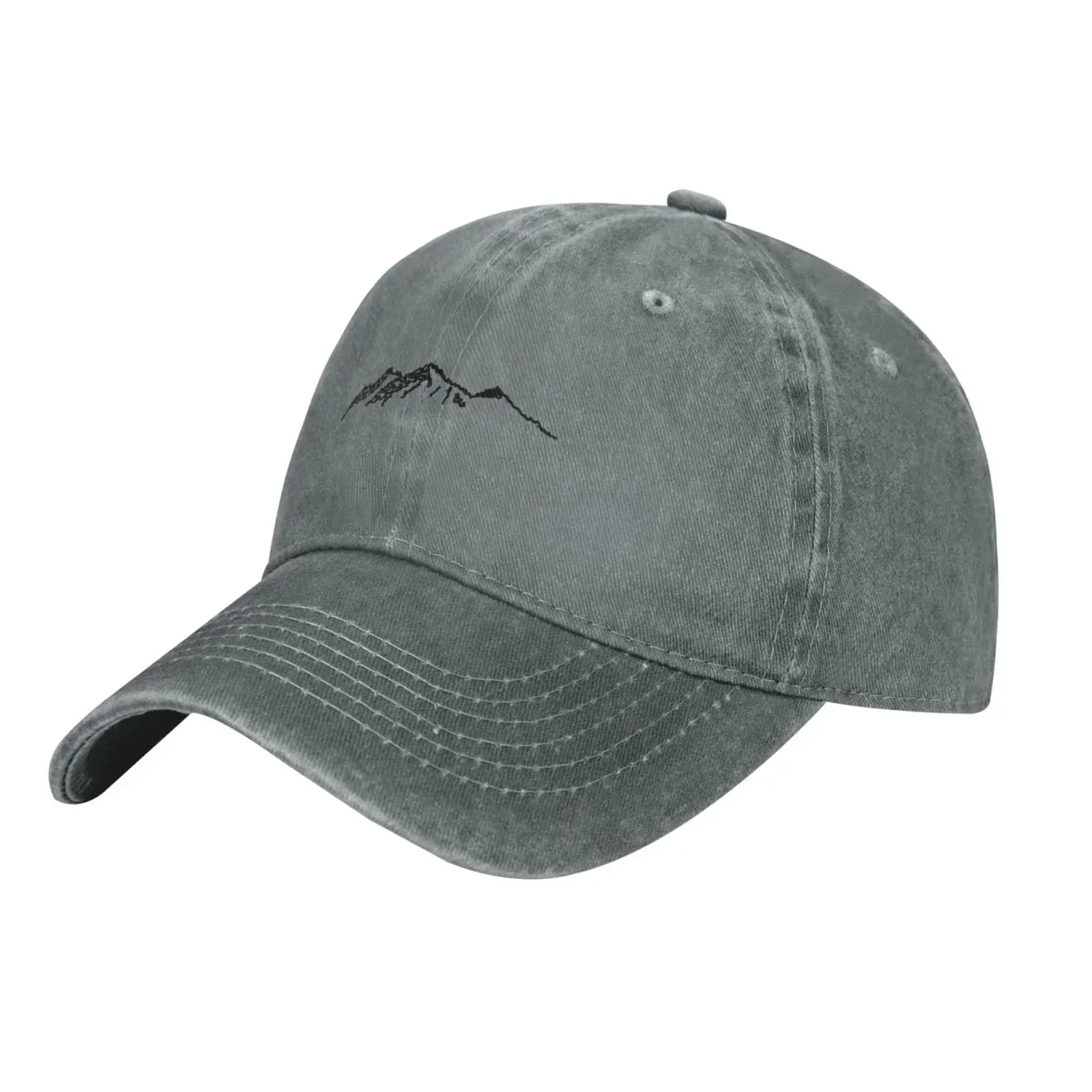 Minimalist Line Drawing Mountain Forest Camping Printed Cap Unisex Adjustable Upf50+ Golf Dad Hat