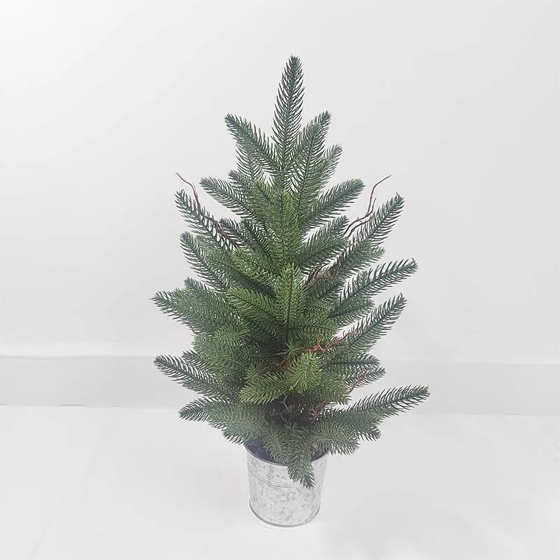 1PCS Christmas home tabletop landscape decoration, iron basin placed more stable, simulated Christmas tree pine needles