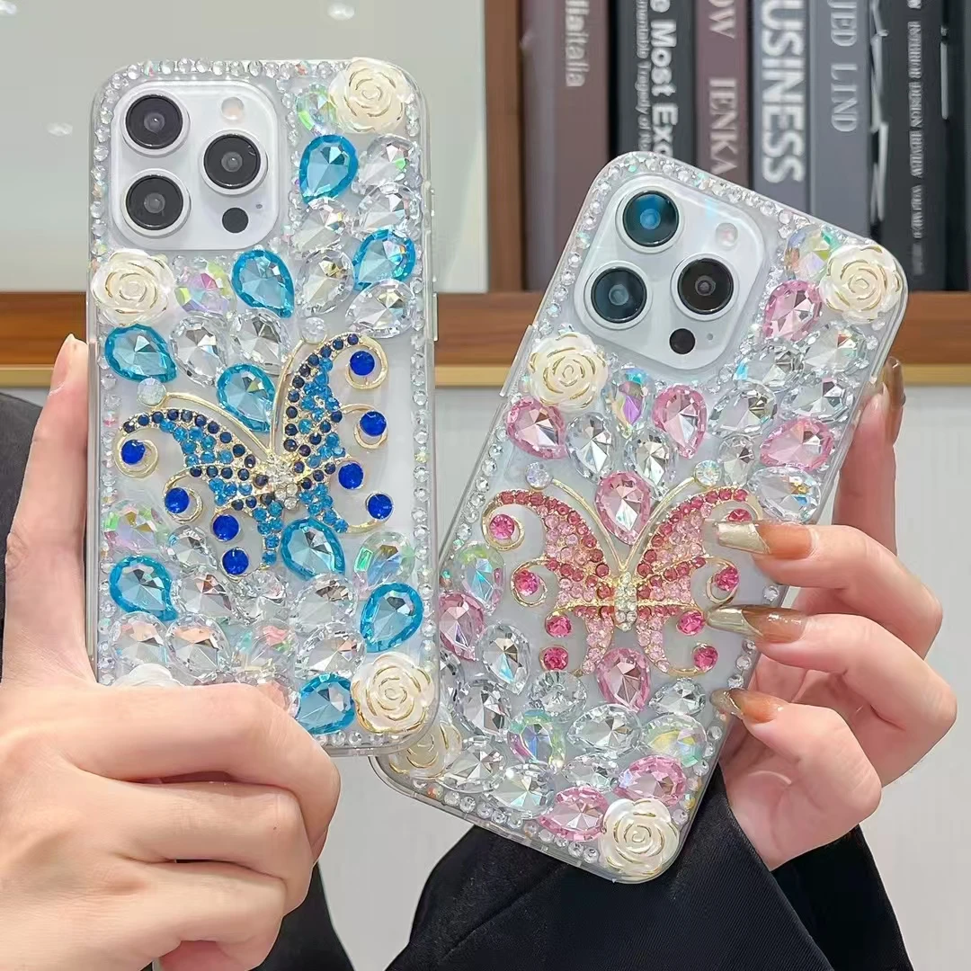 

Diamond Case for Samsung Galaxy A56 A36 A26 A16 A15 A14 A13 A12 A06 A05S A55 A35 A25 S9 Plus Blue Rhinestone Phone Case Cover