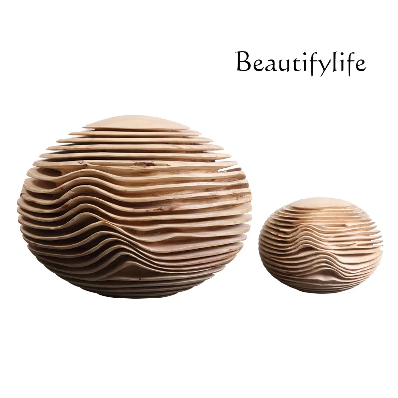 

Creative Wooden Ball Floor Decorations Exhibition Hall Window Beautiful Furnishings Decoration Solid Wood Art Sculpture Crafts