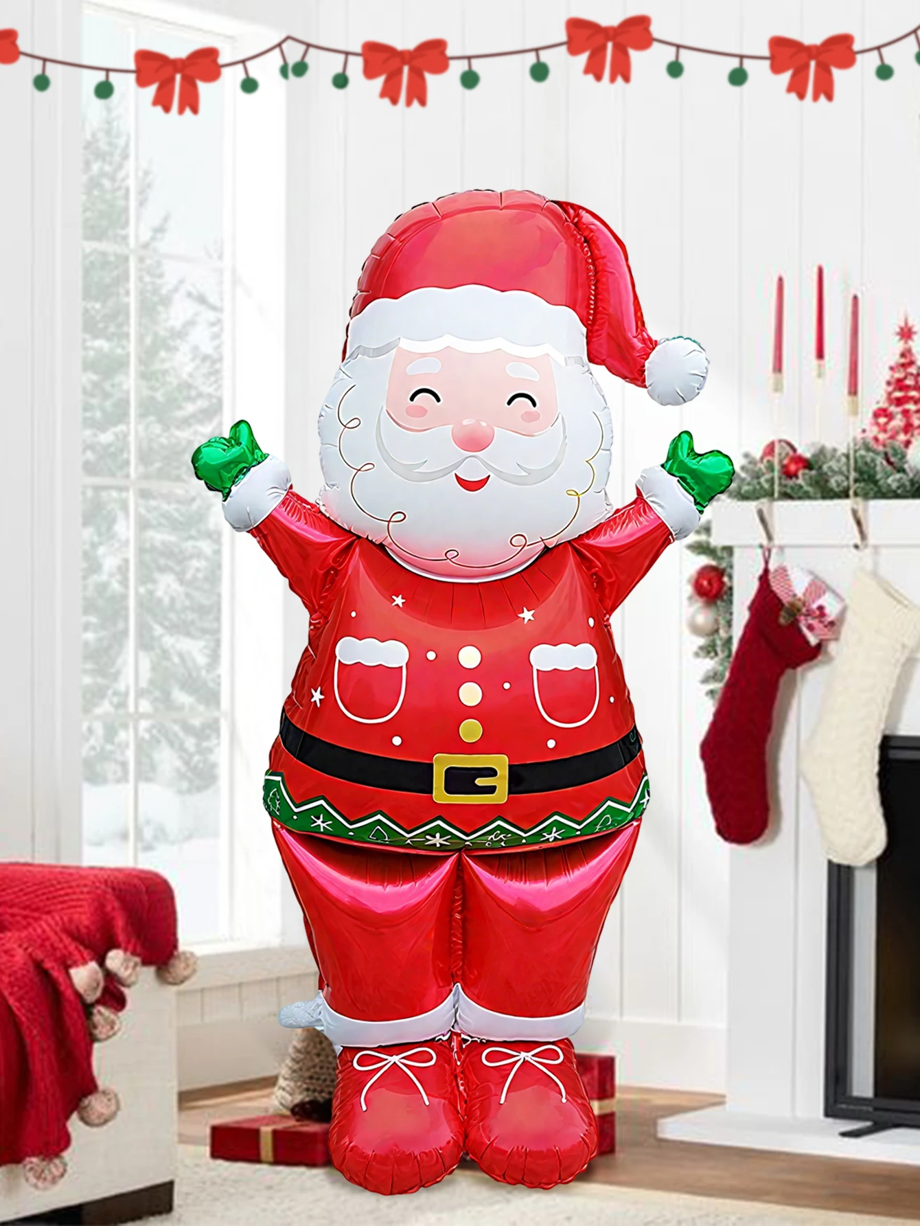 1pc Standing Santa Claus Foil Balloon, Christmas Party Decoration, 2026 New Year Theme Party Decoration Supplies