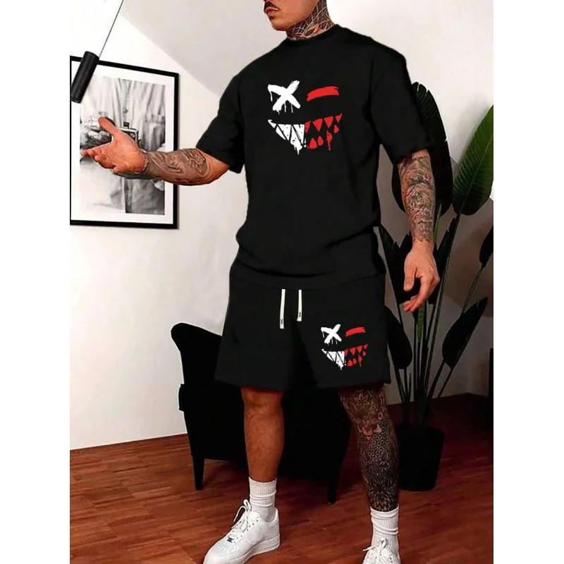 

Y2k Tracksuit for Man Clothing Complete Summer Man Clothes Setup Men's Summer Mens Shorts and T Shirt Set Men Gym Sportswear