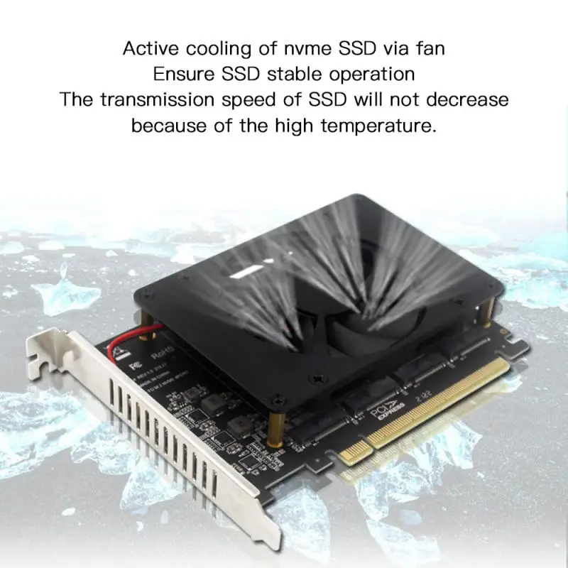 Expansion Adapter High-end Pcb Nvme M.2 Raid Array With Cooling Fan Mkey Ssd For Tv Video Dvr Capture Adapter High-quality Black