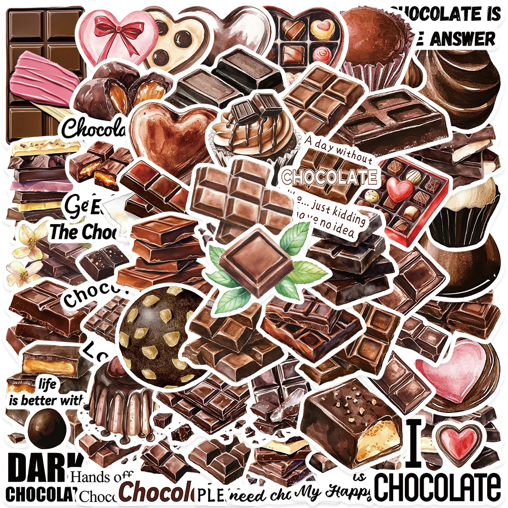 50 pçs chocolate graffiti adesivos dos desenhos animados sobremesa decalques para portátil skate ipad copo de água notebooks diy adesivos à prova dwaterproof água