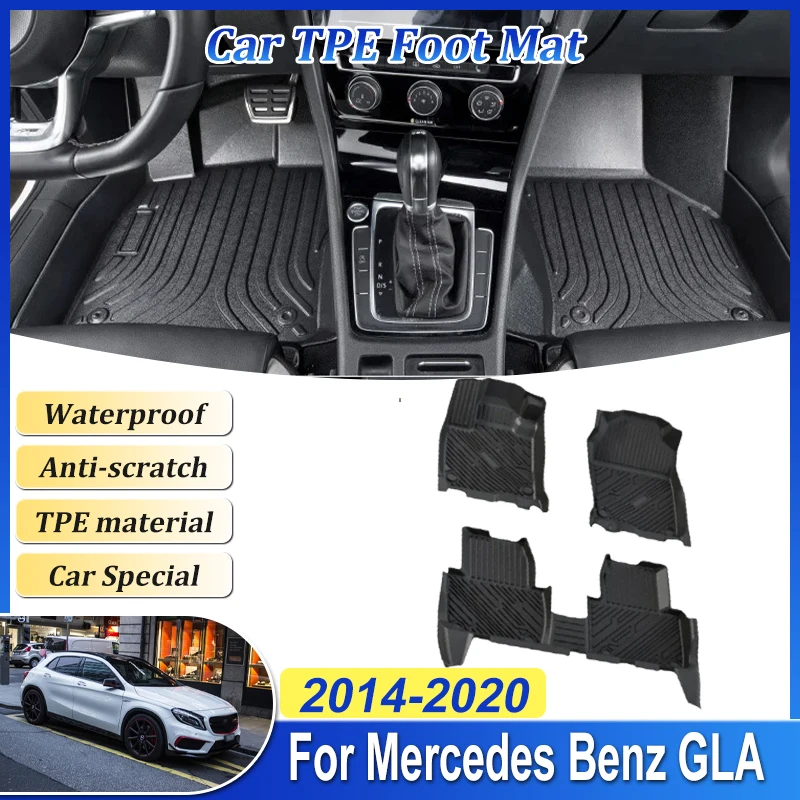 

Автомобильный коврик с левым рулем для Mercedes Benz GLA AMG X156 180 2014 ~ 2020 TPE, коврик для ног, внутренний полный Tappeto, аксессуары против царапин