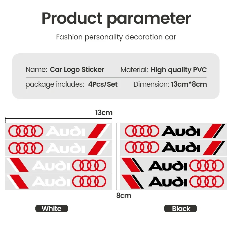 

4pcs Car Door Handle Stickers Accessories For All Audi Sline RS A3 A4 Q1 Q2 Q3 B6 A5 A6 C7 Q5 B9 B7 C6 V8 A6L quattro