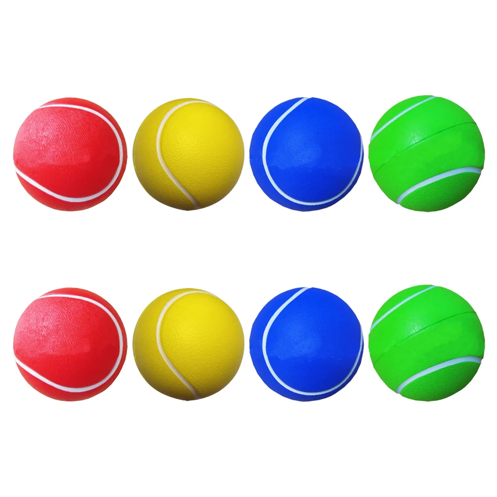 8 pçs bolas de tênis criativas prática bolas de tênis esportes bolas de tênis do plutônio jogando bola (2 pces amarelo, 2 pces vermelho, 2 pces azul, 2 pces