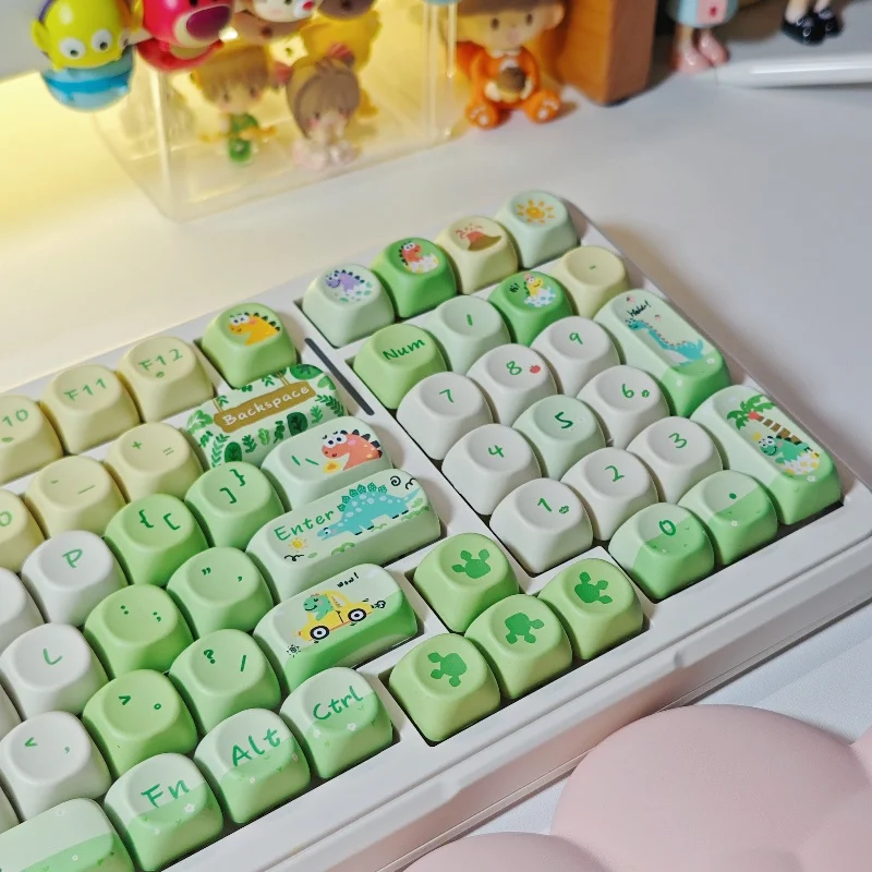 

XVX Cute Dinosaur Travel Theme Key Cap Set OQO Profile Anime Keycaps for Mechanical Keyboard Accessories Gift 126 keys