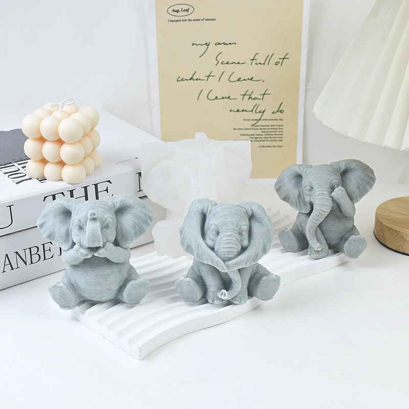 3D Cartoon Elephant Shaped Silicone Candle Mold DIY Candle Making Animal Modeling Silicone Mold Home Decoration Ornaments