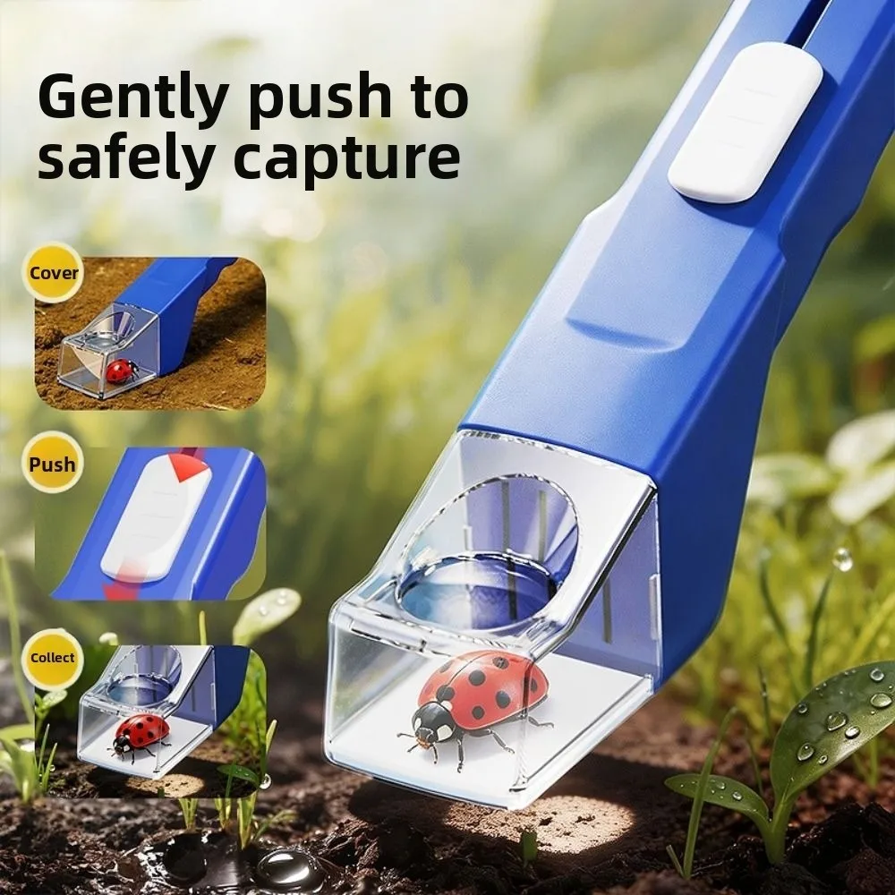 Transparent Observer Box Handheld Insect Catcher Push Type Safe Capture Portable Insect Observer Reusable Tool Comfortable Grip