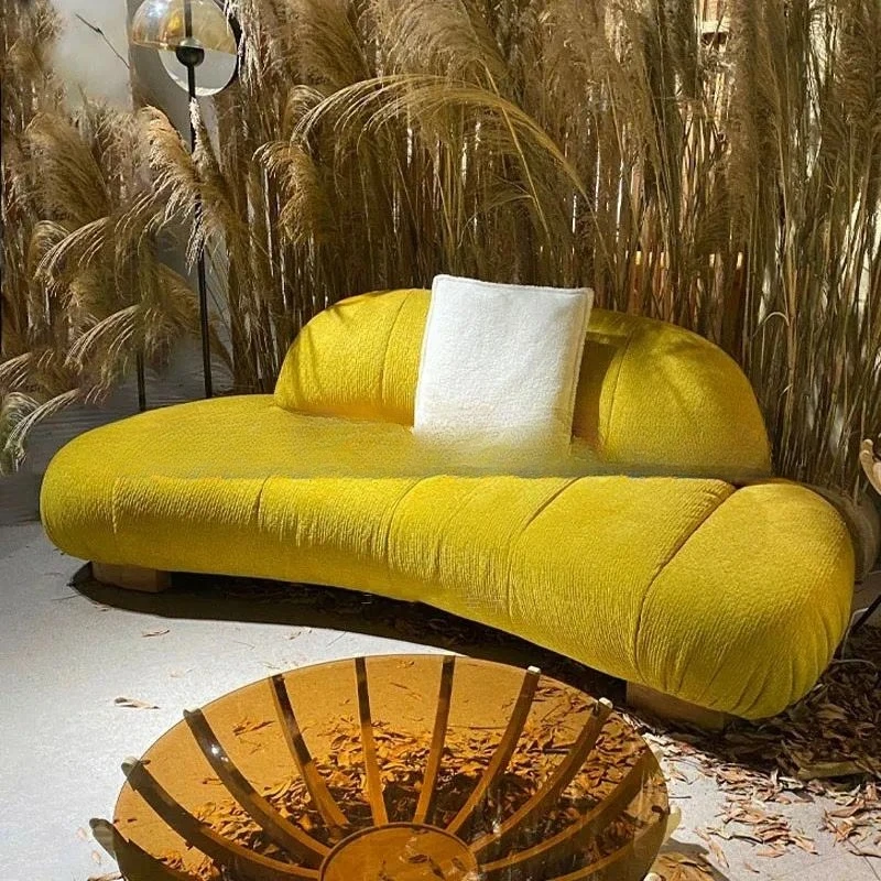 Light luxury granular velvet fabric sofa curved simple living room leisure reception sofa