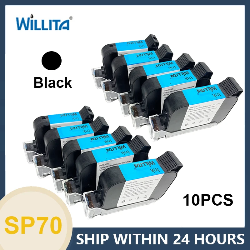

Картриджи для ручного принтера Willita, 10 шт., совместимые с 2588, быстросохнущие, экосольвентные, черные, высота печати 12,7 мм, SP70