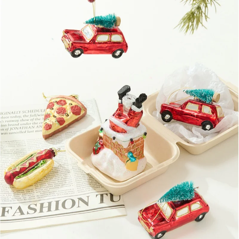 New Shaped Glass Christmas Ball Christmas Tree Pendant Colorful Macaron Cake Painted Ball Christmas Decorations