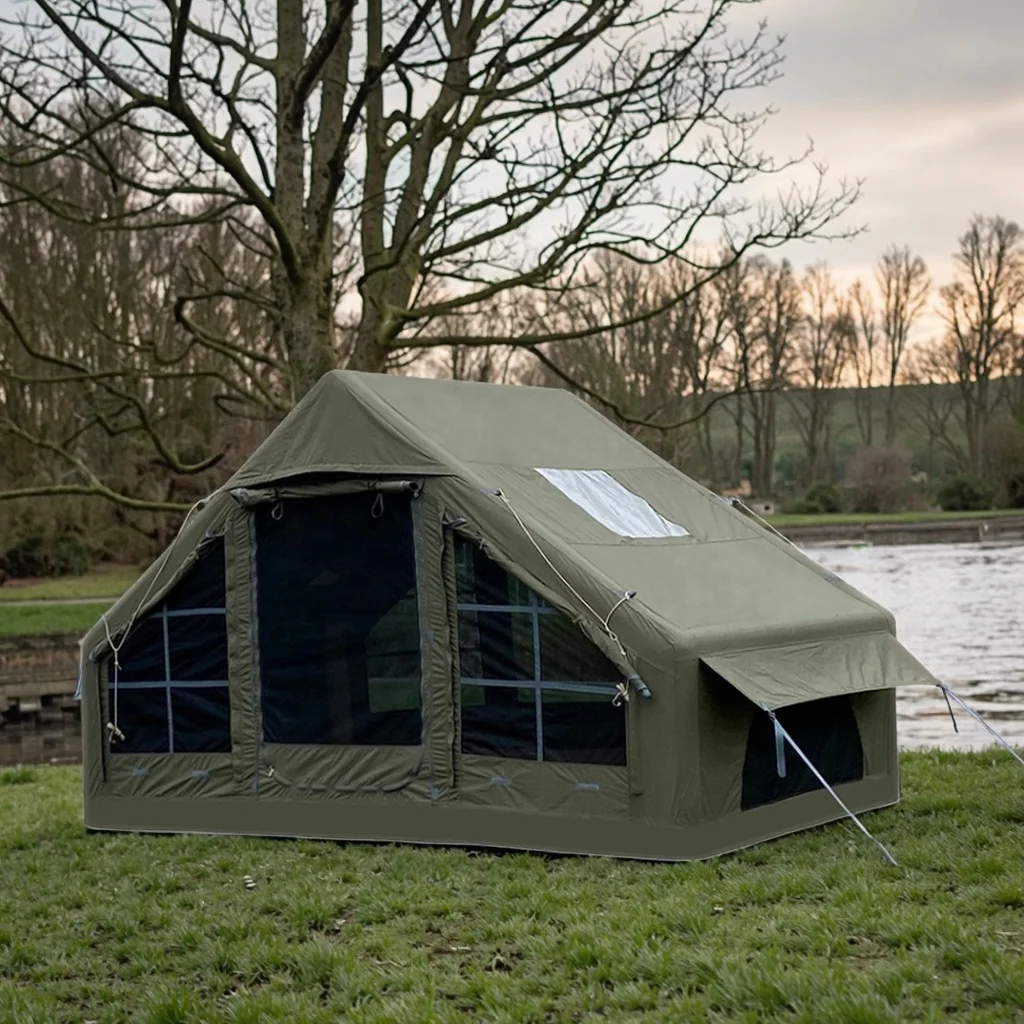 6.3 Square Meter Waterproof Polycotton Oxford Inflatable Triple Layer Four-season Camping Canopy Tent 3-4 Person Luxury Glamping