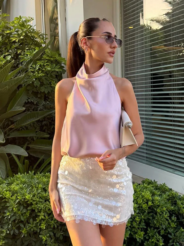 Hh mulheres verão nova moda cintura alta magro sólido lantejoulas mini saia feminina sexy hip lado zíper punk festa saia curta mujer