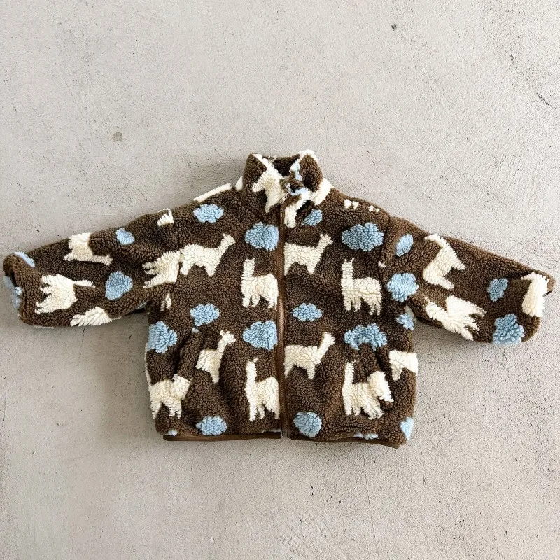 Bellbell Kinder-Lammfell-Wollmantel, Wintermantel mit Blumenmuster und Reißverschluss, 2-10 Jahre, Mädchen-Oberbekleidung, Tiermuster, Fleecejacke für Kleinkinder und Jungen – Detail 19